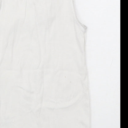 Preloved Marks and Spencer Girls White  Cotton Basic Tank Size 4-5 Years Round Neck Pullover - Princess Jasmine - Label