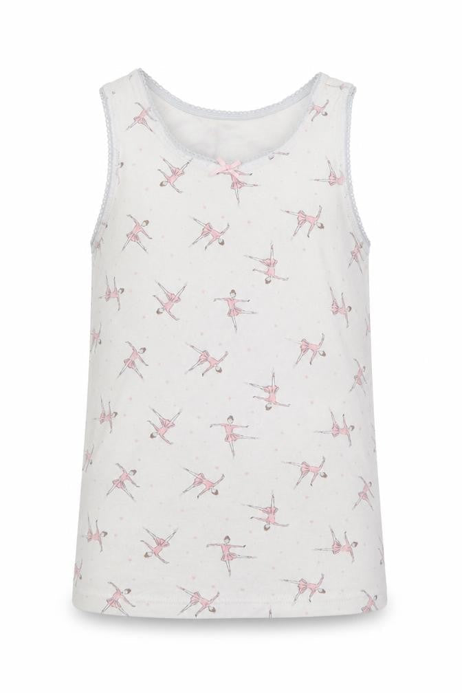 Marks & Spencer Girls Multicoloured Spotted Cotton Basic Tank Size 4-5 Years Round Neck Pullover - ballerina