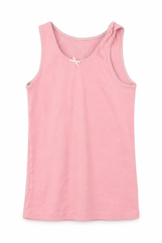 Marks & Spencer Girls Pink  Cotton Basic Tank Size 5-6 Years Round Neck Pullover