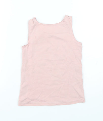 Preloved Marks and Spencer Girls Pink  Cotton Basic Tank Size 5-6 Years Round Neck Pullover - Back