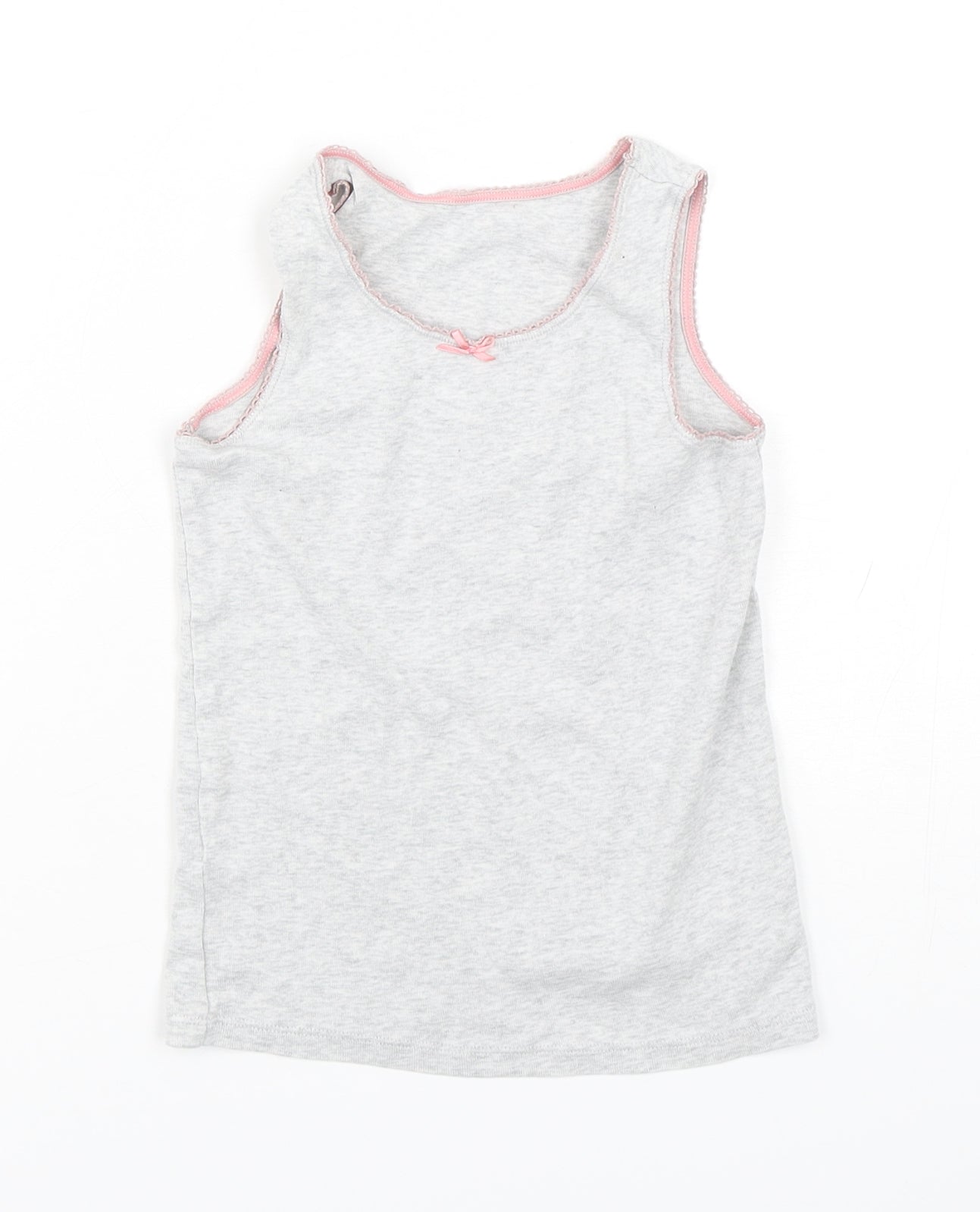 Marks and Spencer Girls Grey  Cotton Basic Tank Size 5-6 Years Round Neck Pullover