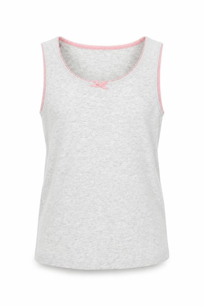 Marks & Spencer Girls Grey  Cotton Basic Tank Size 5-6 Years Round Neck Pullover