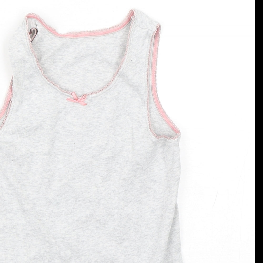 Marks and Spencer Girls Grey  Cotton Basic Tank Size 5-6 Years Round Neck Pullover