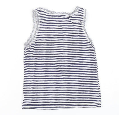Preloved NEXT Girls Blue Striped Cotton Basic Tank Size 5-6 Years Round Neck Pullover - Back