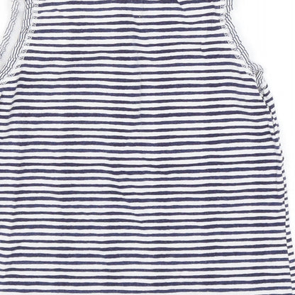 Preloved NEXT Girls Blue Striped Cotton Basic Tank Size 5-6 Years Round Neck Pullover - Label