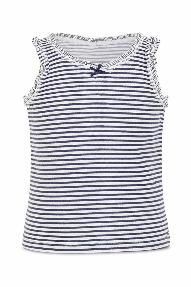 NEXT Girls Blue Striped Cotton Basic Tank Size 5-6 Years Round Neck Pullover