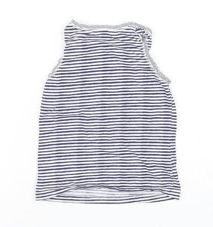 Next Girls Blue Striped Cotton Basic Tank Size 5-6 Years Round Neck Pullover