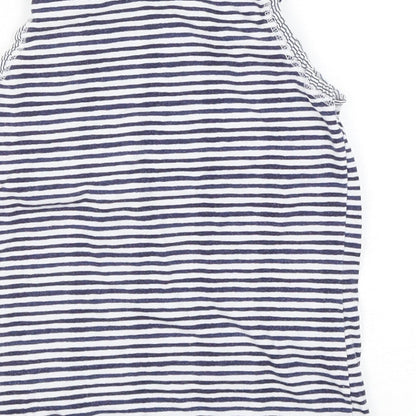Next Girls Blue Striped Cotton Basic Tank Size 5-6 Years Round Neck Pullover