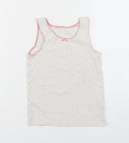 Marks & Spencer Girls Multicoloured Polka Dot Cotton Basic Tank Size 5-6 Years Round Neck Pullover