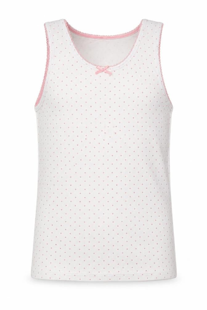 Marks & Spencer Girls Multicoloured Polka Dot Cotton Basic Tank Size 5-6 Years Round Neck Pullover