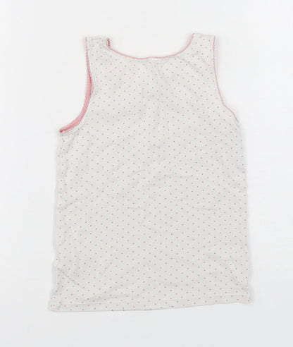 Marks & Spencer Girls Multicoloured Polka Dot Cotton Basic Tank Size 5-6 Years Round Neck Pullover