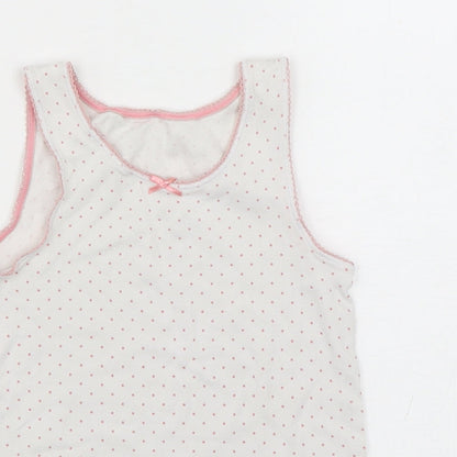 Marks & Spencer Girls Multicoloured Polka Dot Cotton Basic Tank Size 5-6 Years Round Neck Pullover