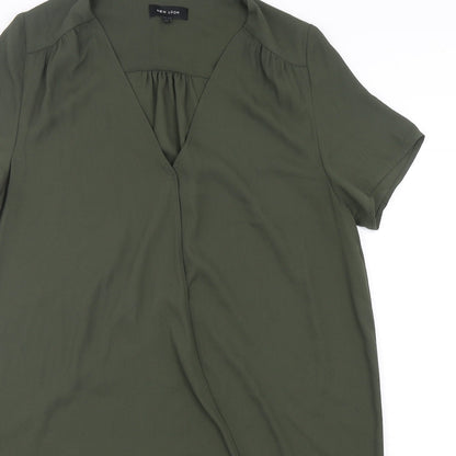 Preloved New Look Womens Green  Polyester A-Line  Size 12  V-Neck Pullover - Detail