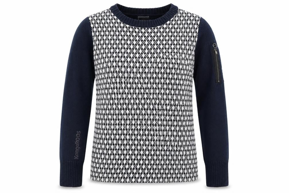 KangaROOS Womens Blue Round Neck Plaid Cotton Pullover Jumper Size 10