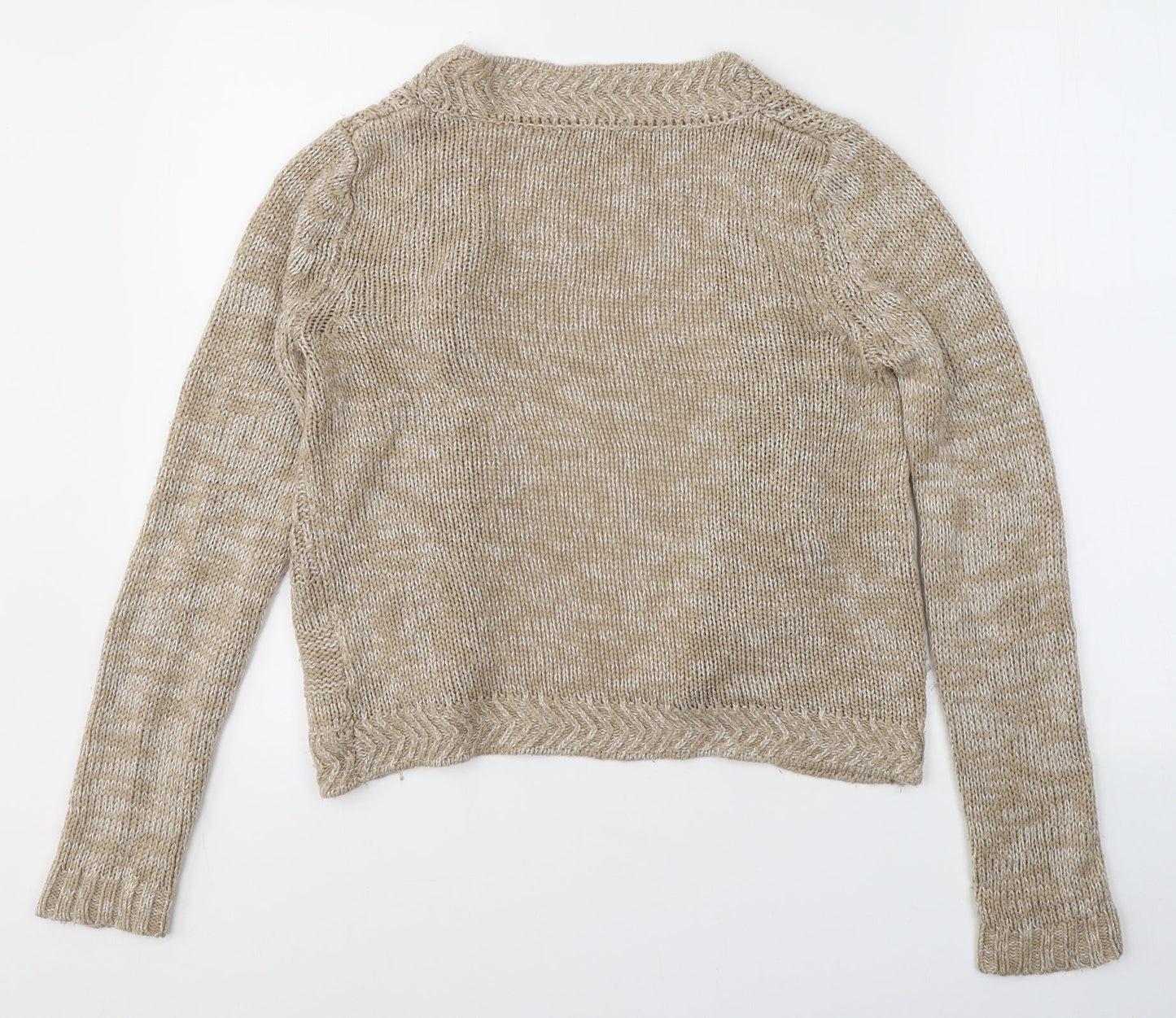 Bonmarché Womens Beige V-Neck  Acrylic Cape Jumper Size XS