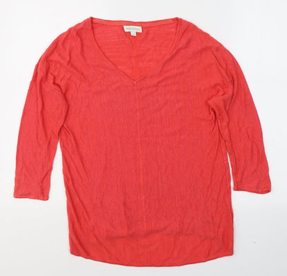 Preloved Monsoon Womens Red  Polyester Basic T-Shirt Size M V-Neck - Front