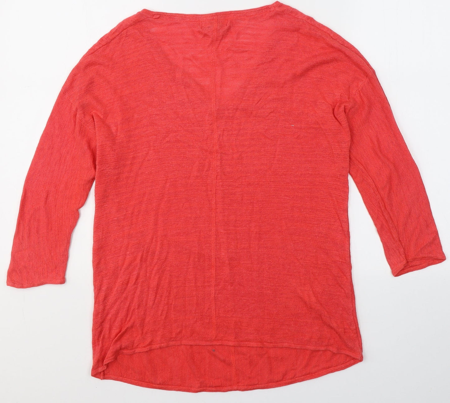 Monsoon Womens Red  Polyester Basic T-Shirt Size M V-Neck
