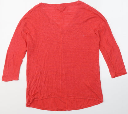Preloved Monsoon Womens Red  Polyester Basic T-Shirt Size M V-Neck - Back