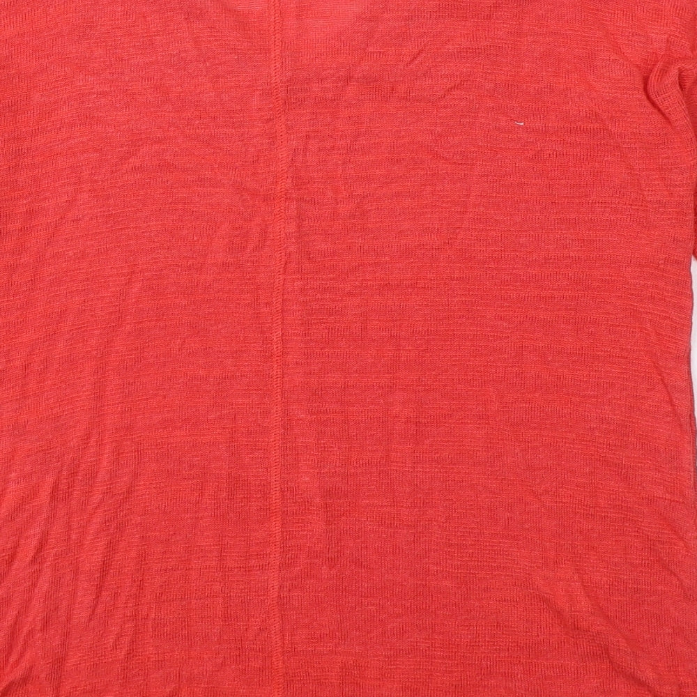 Monsoon Womens Red  Polyester Basic T-Shirt Size M V-Neck