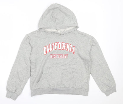 SHEIN Girls Grey  Cotton Pullover Hoodie Size 10 Years