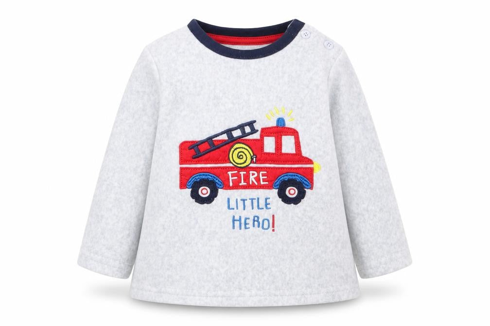 Primark Boys Grey Solid Polyester Cami Pyjama Top Size 6-9 Months   - fire engine
