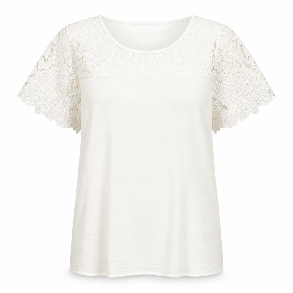 VILA Womens Ivory  Polyester Basic Blouse Size M Round Neck