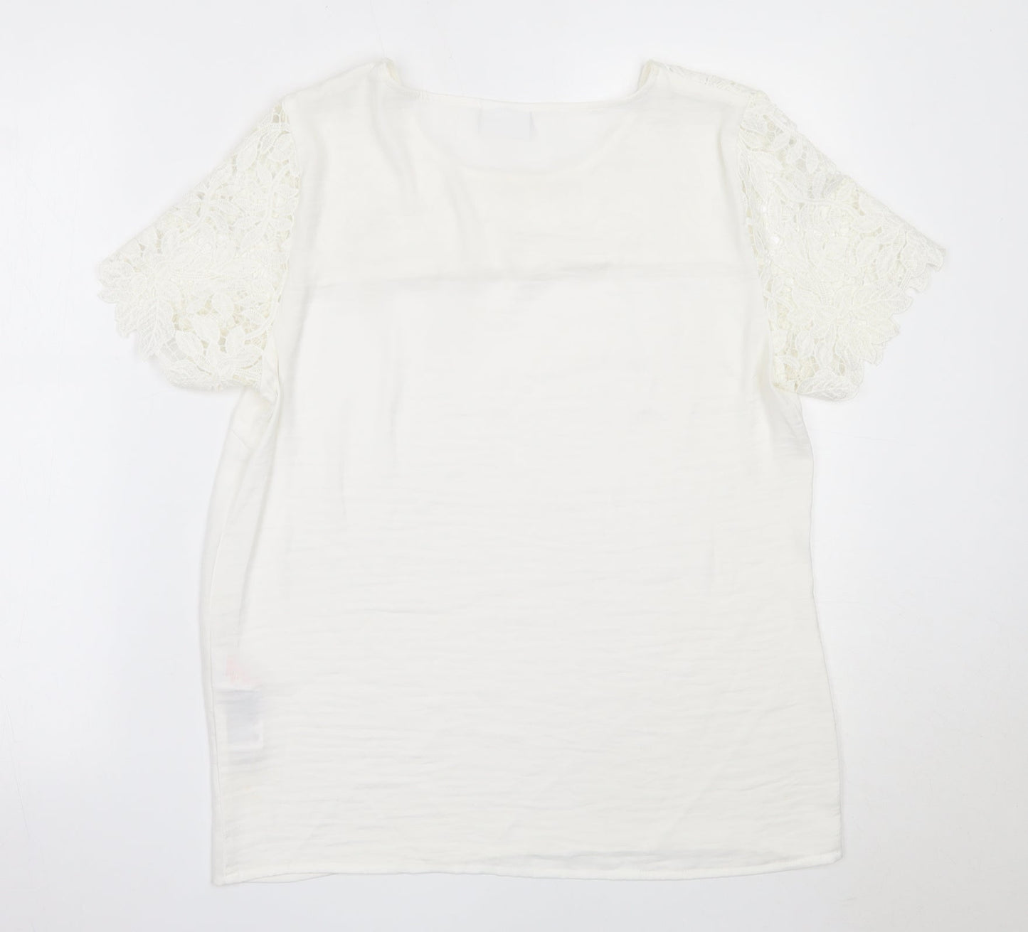 VILA Womens Ivory  Polyester Basic Blouse Size M Round Neck