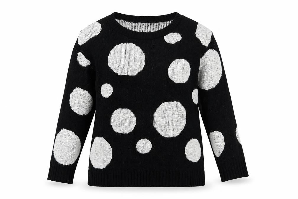 Peacocks Womens Black Collared Polka Dot Acrylic Pullover Jumper Size M