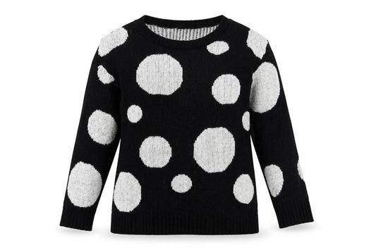Peacocks Womens Black Collared Polka Dot Acrylic Pullover Jumper Size M