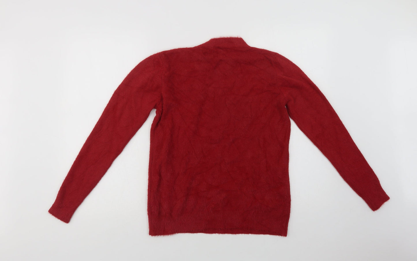 Preworn Womens Red Crew Neck  Acrylic Shrug Jumper Size M