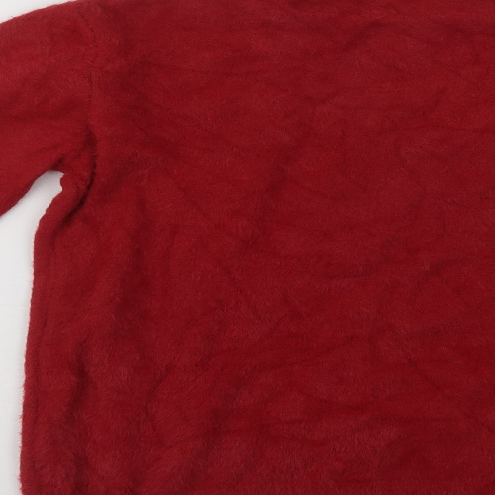 Preworn Womens Red Crew Neck  Acrylic Shrug Jumper Size M