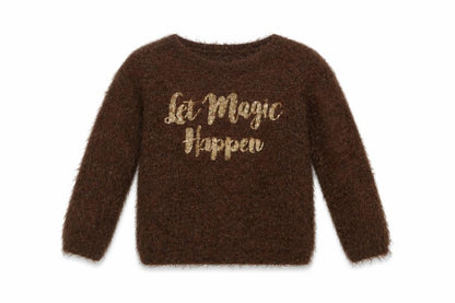 H&M Girls Brown Crew Neck  Polyamide Pullover Jumper Size 2-3 Years   - Magic