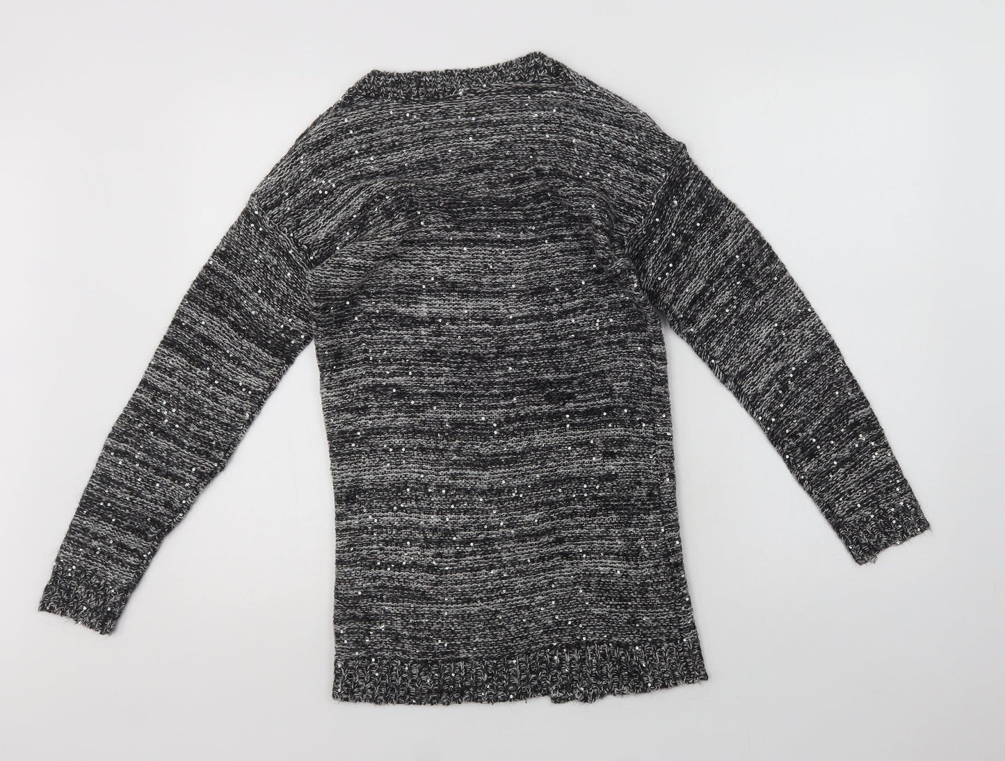 VERO MODA Womens Grey V-Neck  Acrylic Cardigan Jumper Size S