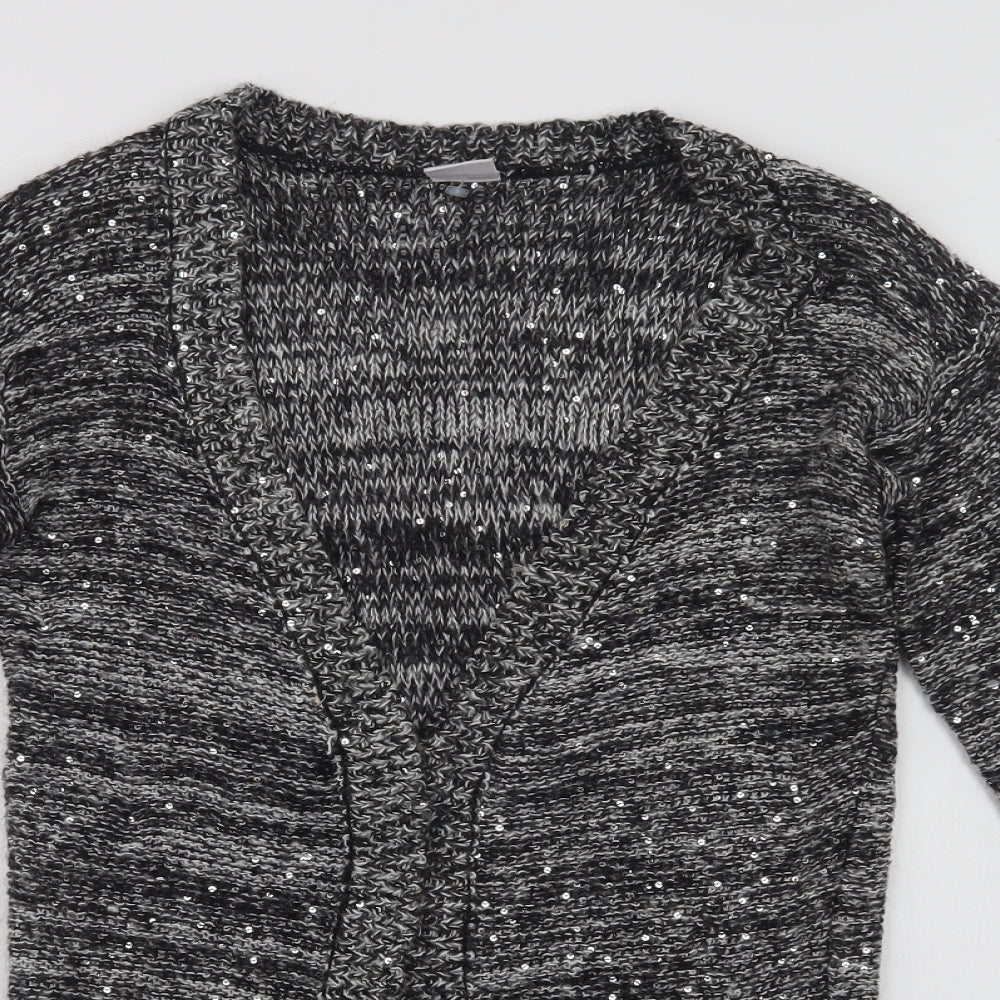 VERO MODA Womens Grey V-Neck  Acrylic Cardigan Jumper Size S