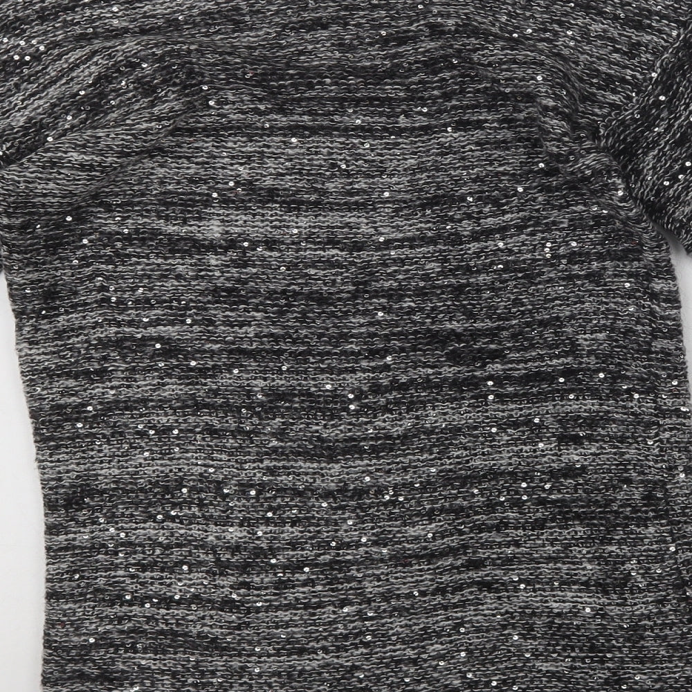 VERO MODA Womens Grey V-Neck  Acrylic Cardigan Jumper Size S