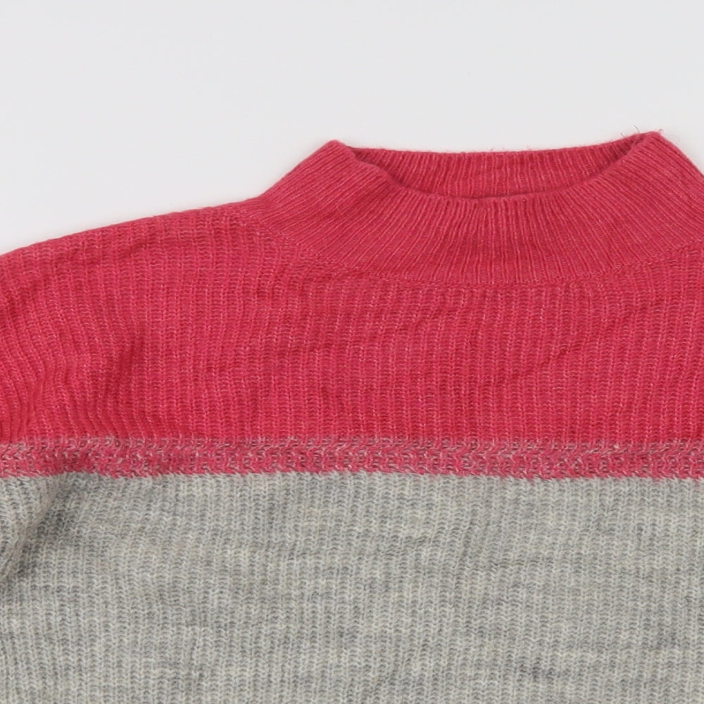 M & Co Womens Multicoloured Mock Neck Striped Acrylic Pullover Jumper Size 8