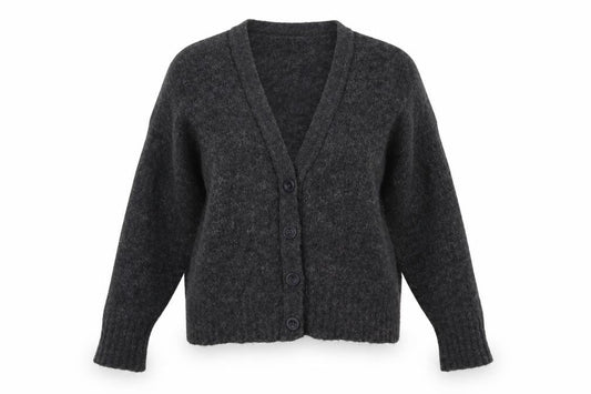 Benett Womens Grey V-Neck   Cardigan Jumper Size S