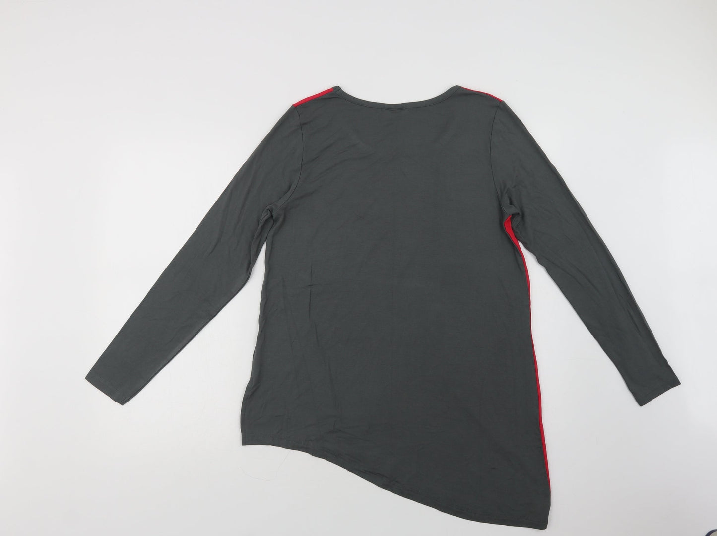 Rainbow Womens Grey Colourblock Viscose Basic Blouse Size M Crew Neck