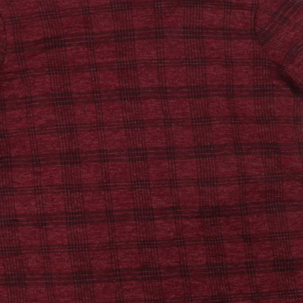Maysa London Womens Red V-Neck Check  Cardigan Jumper Size L