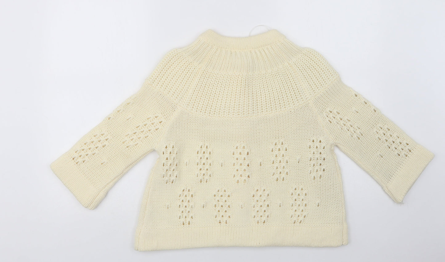 E-vie Womens Ivory Crew Neck  Acrylic Cardigan Jumper Size 14