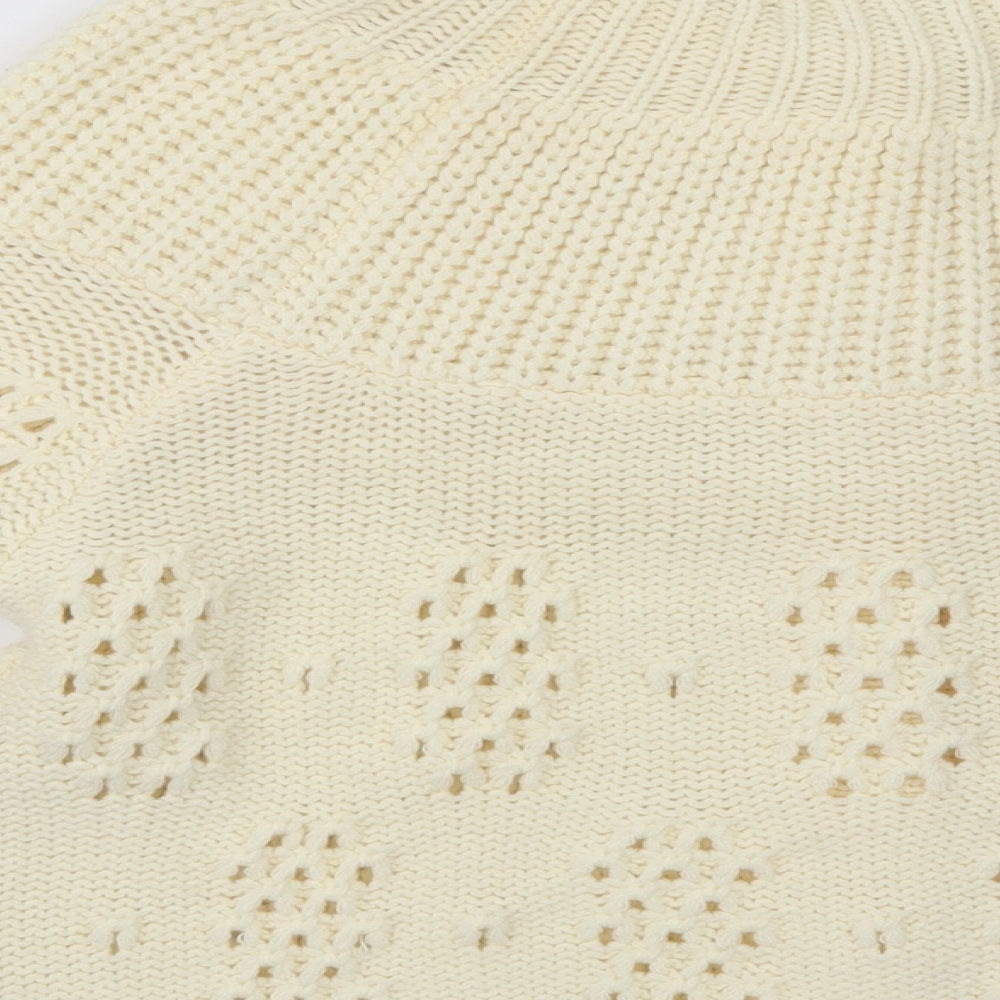 E-vie Womens Ivory Crew Neck  Acrylic Cardigan Jumper Size 14