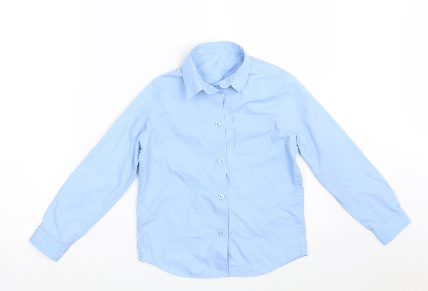 F&F Girls Blue  Cotton Basic Button-Up Size 7-8 Years Collared Button
