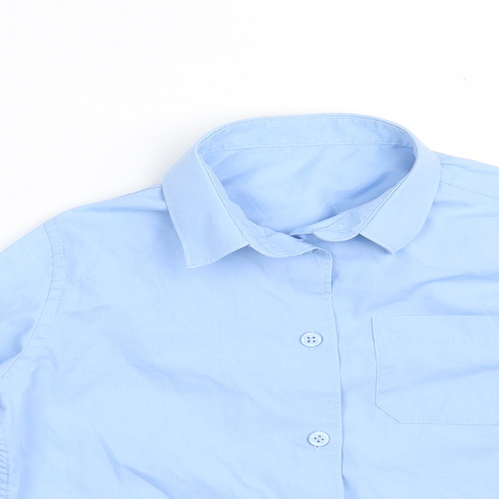 F&F Girls Blue  Cotton Basic Button-Up Size 7-8 Years Collared Button