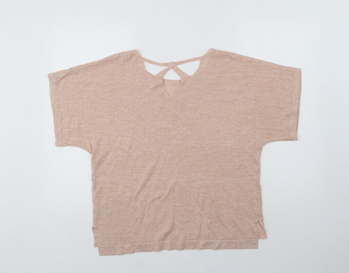 Marks Womens Pink  Acrylic Basic Blouse Size 14 Crew Neck