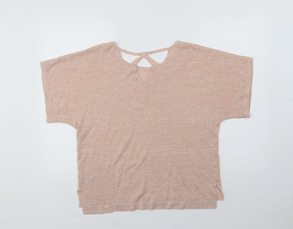 Marks Womens Pink  Acrylic Basic Blouse Size 14 Crew Neck