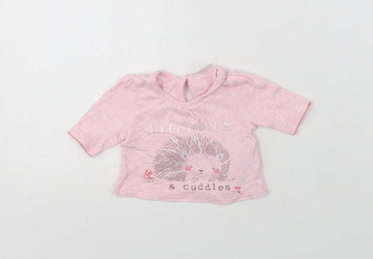 F&F Baby Pink  Cotton Basic Blouse Size 0-3 Months Crew Neck Button - Tiny Baby