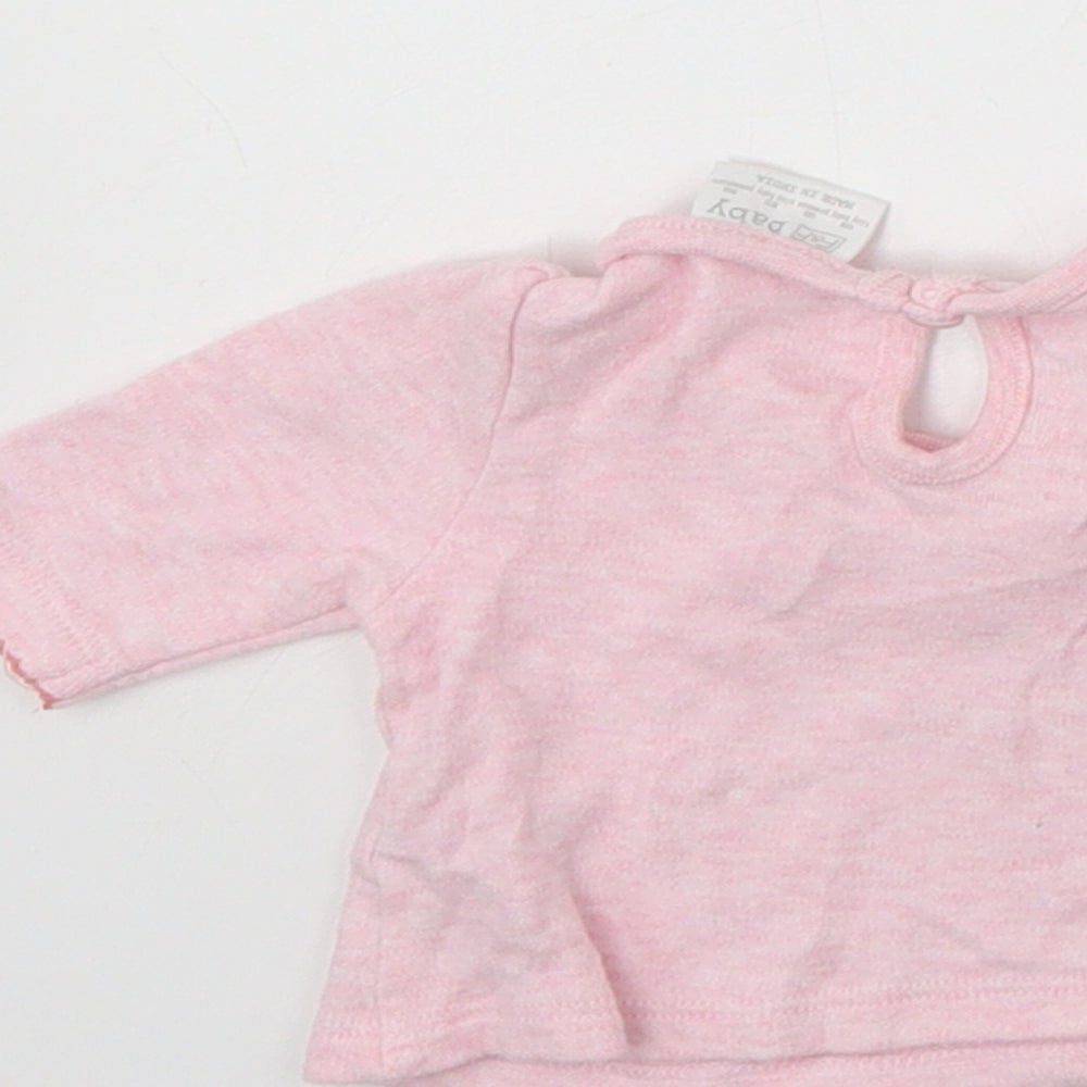 F&F Baby Pink  Cotton Basic Blouse Size 0-3 Months Crew Neck Button - Tiny Baby