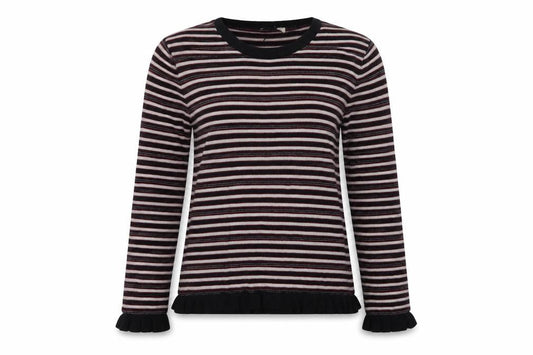 Matalan Womens Blue Crew Neck Striped Cotton Pullover Jumper Size 10