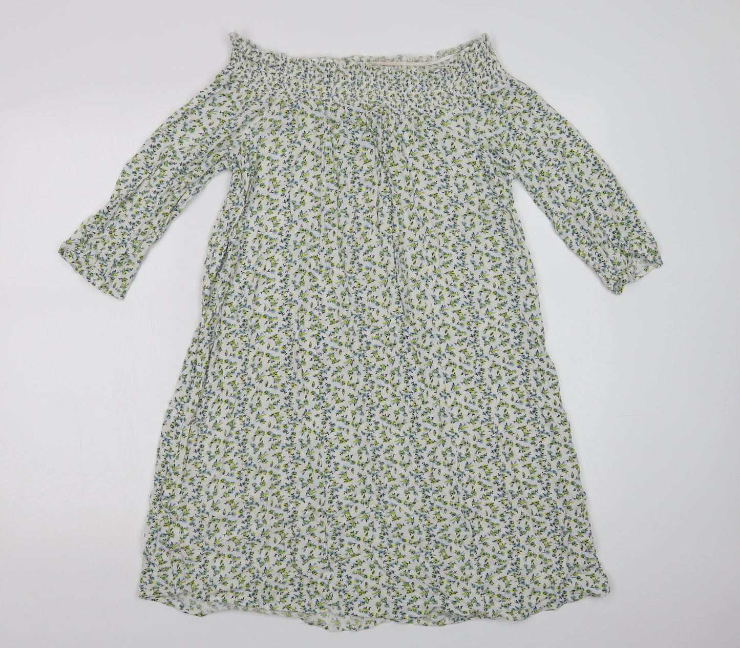 F&F Womens Green Floral Viscose A-Line  Size 12  Off the Shoulder