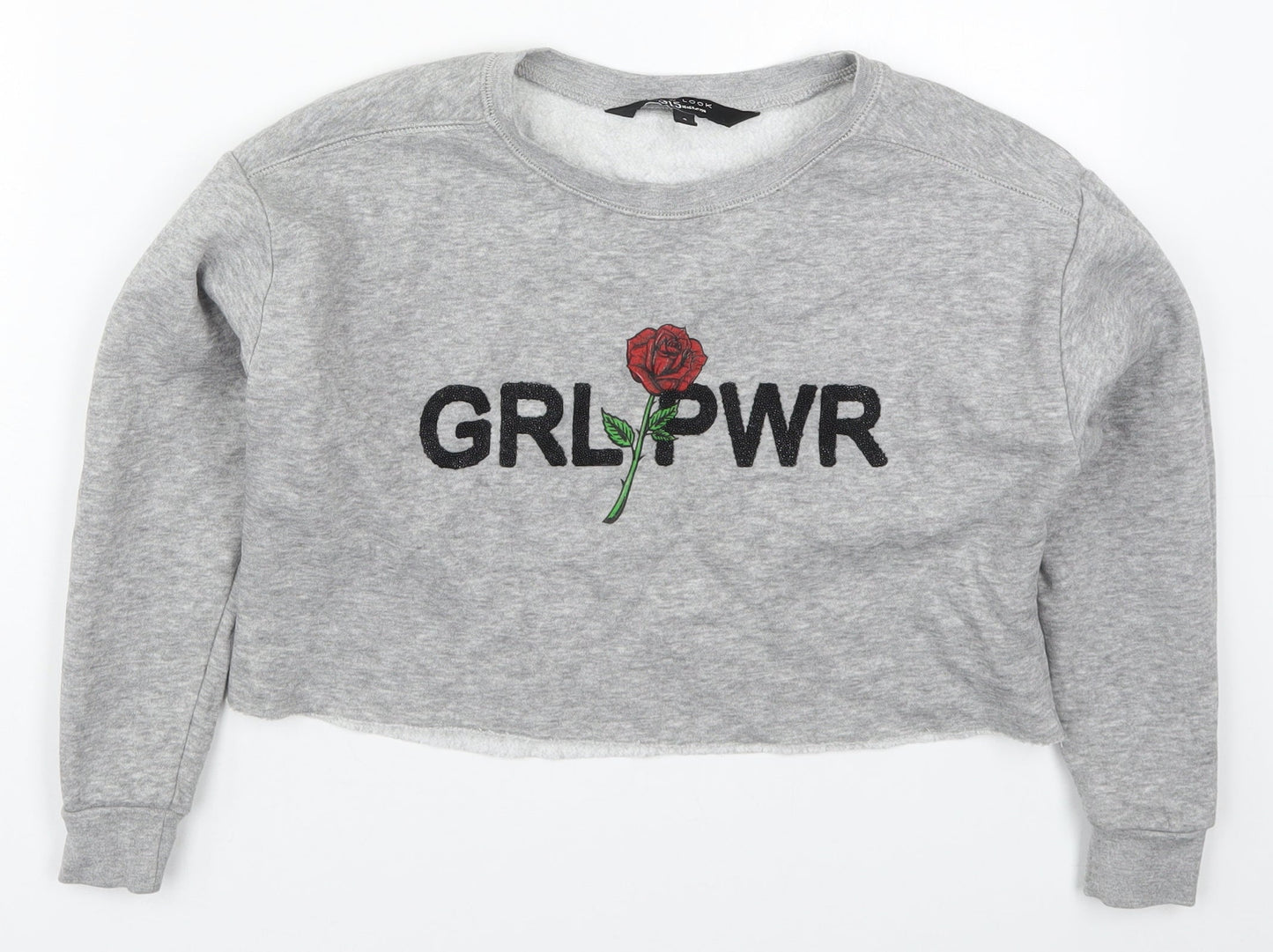 New Look Girls Grey  Cotton Pullover Sweatshirt Size 9 Years  Pullover - Girl Power